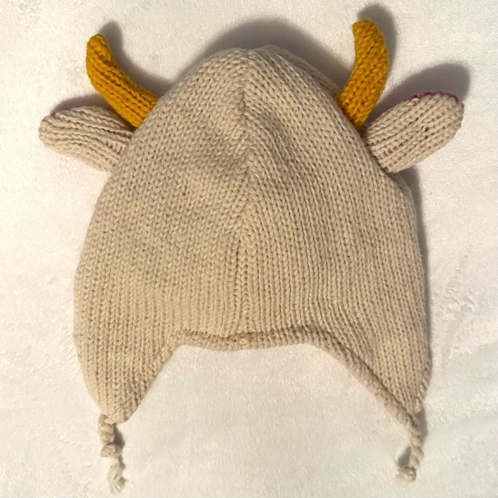 KP Design Norway Knit 100% Wool Fleece Lined Cow Bull Winter Hat OS Kids Unisex - Picture 3 of 6